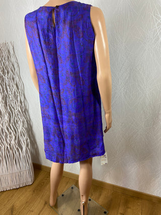 Robe bleue en soie sans manches réversible Namaste