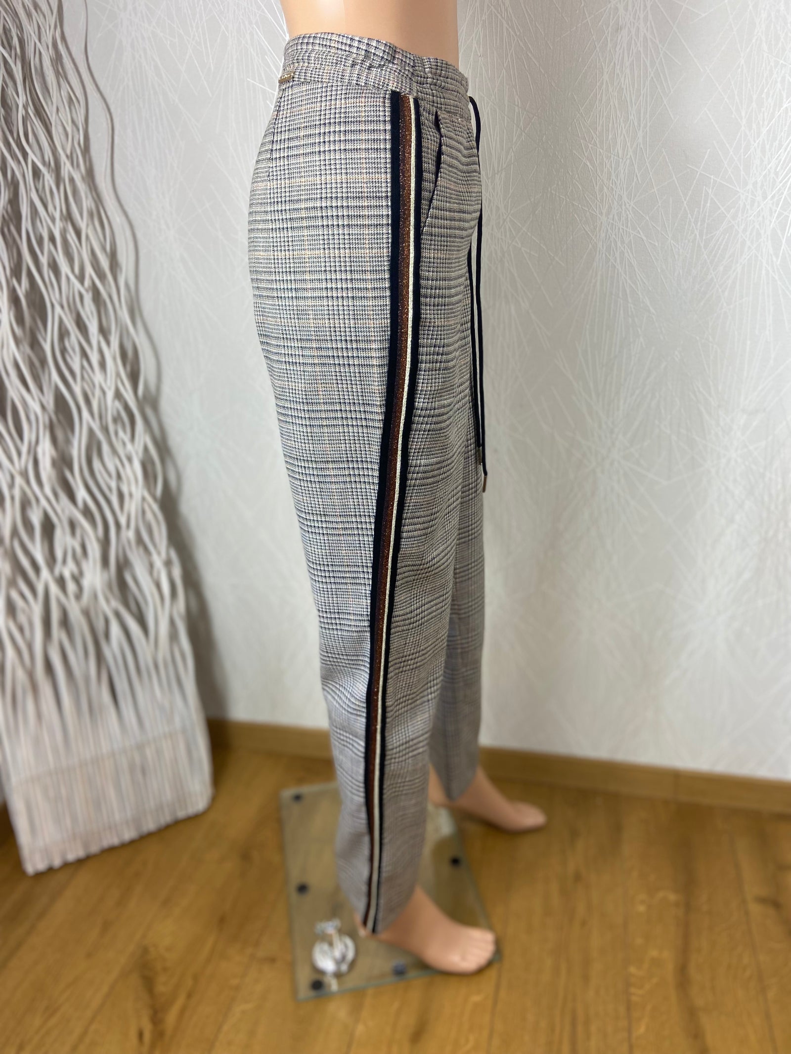Pantalon à carreaux coupe droite lacet Jus d'Orange