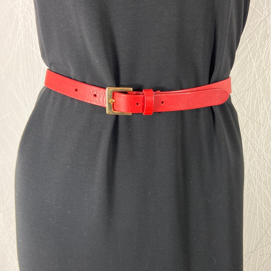 Ceinture en cuir de vachette rouge boucle dorée Sergio Renato