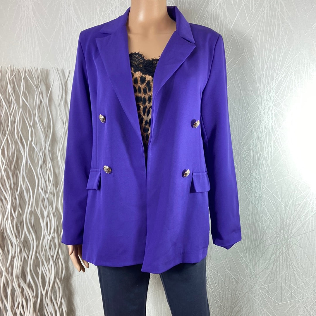 Veste violet doublée boutons décoratifs Made In Italy - Offre-Unique