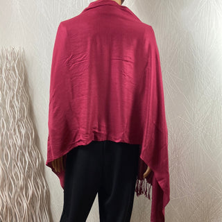 Étole femme rouge bordeaux à franges