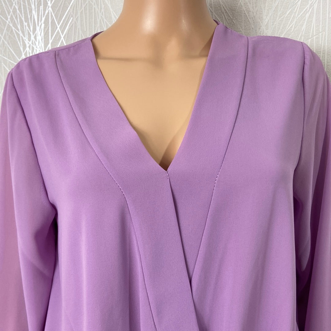 Blouse violette manches longues style cache coeur Terra Di Siena