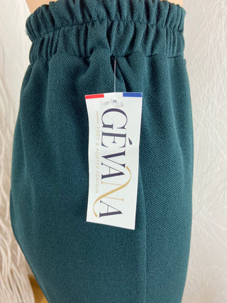 Pantalon vert foncé taille haute élastique fabrication française Gévana