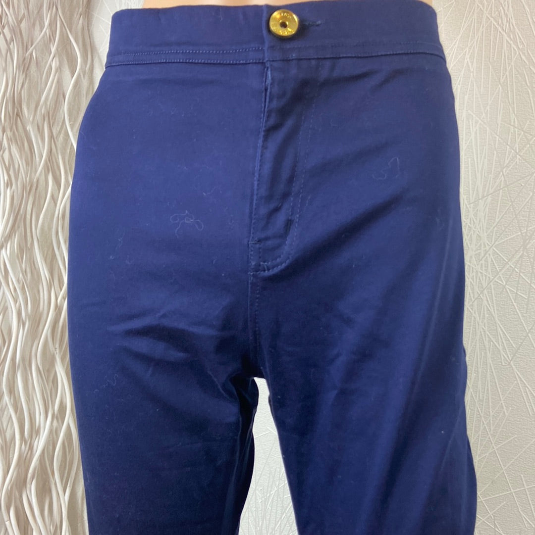 Pantalon bleu marine taille mi-haute élastique Rose Player