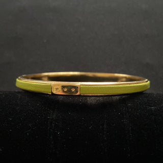 Bracelet jonc plaqué or et cuir vert Shabada