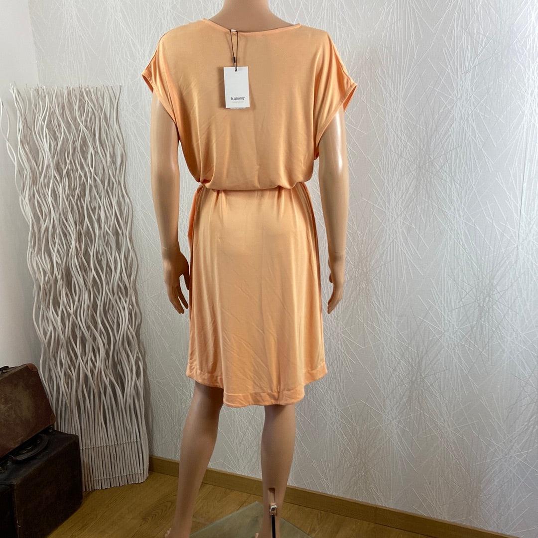 Robe légère orange pêche manches courtes Byperl Dress B.Young - Offre-Unique