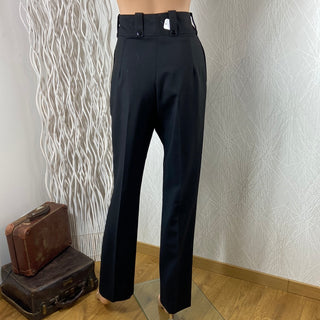 Pantalon femme noir habillé classique taille haute coupe droite créateur Tabala Paris
