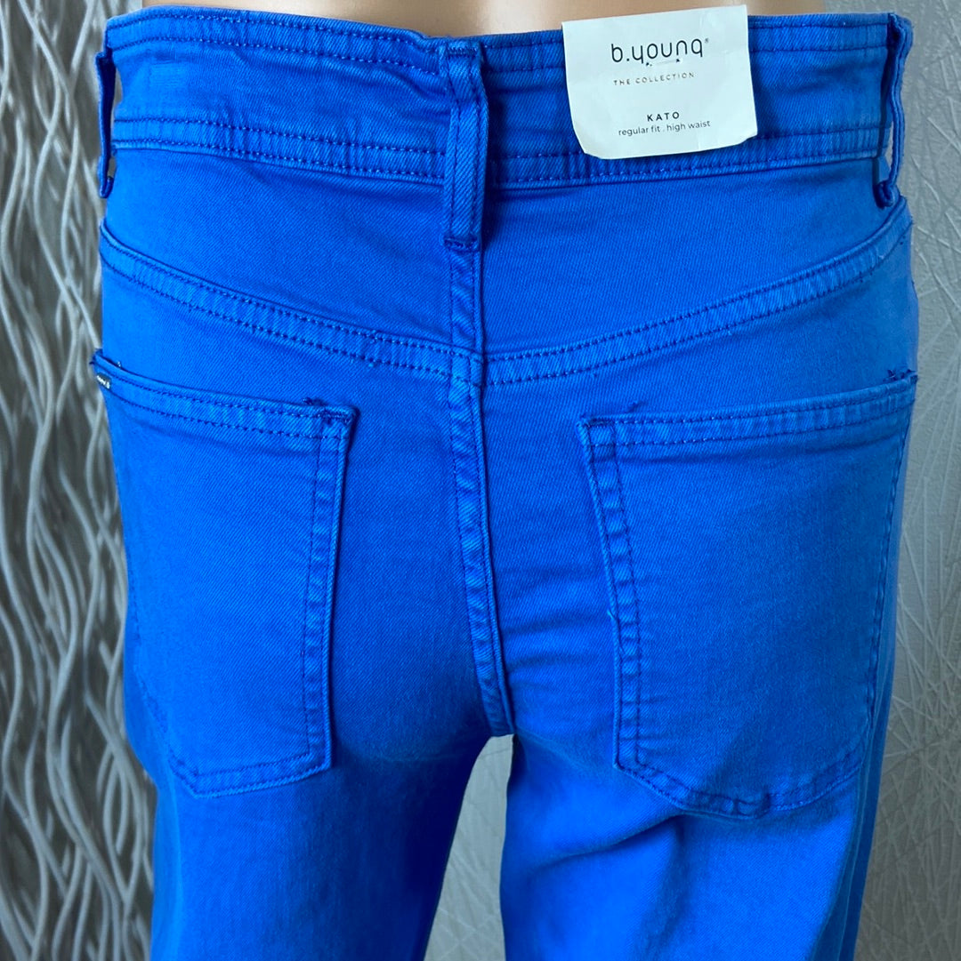 Pantalon coton couleur taille haute coupe regular ample Bykato Bylydia Wide Jeans B.Young