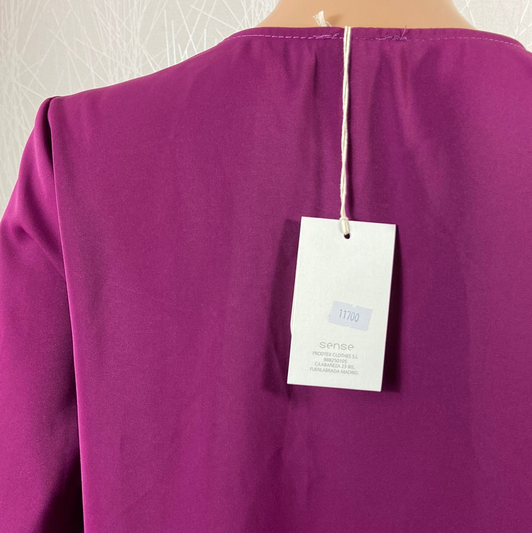 Blouse violette coupe droite tissu fluide col V Sense