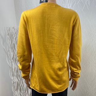 Pull long chaud jaune à pois noirs Lucky Life