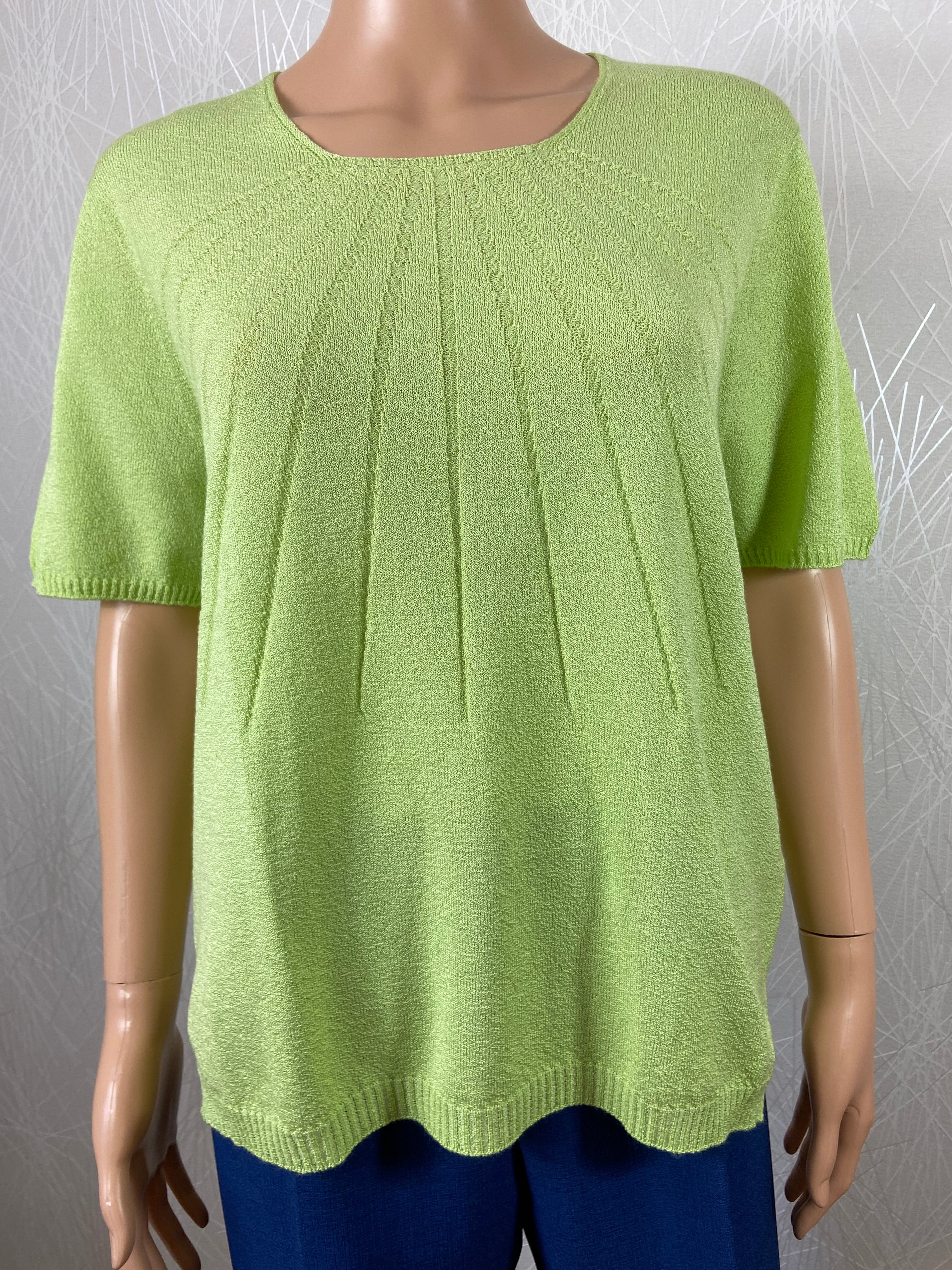 Pull-over vert femme manches courtes col rond Iodena