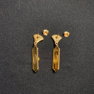Boucles d’oreilles pendantes plaqué or pierre semi précieuse jaune Shabada