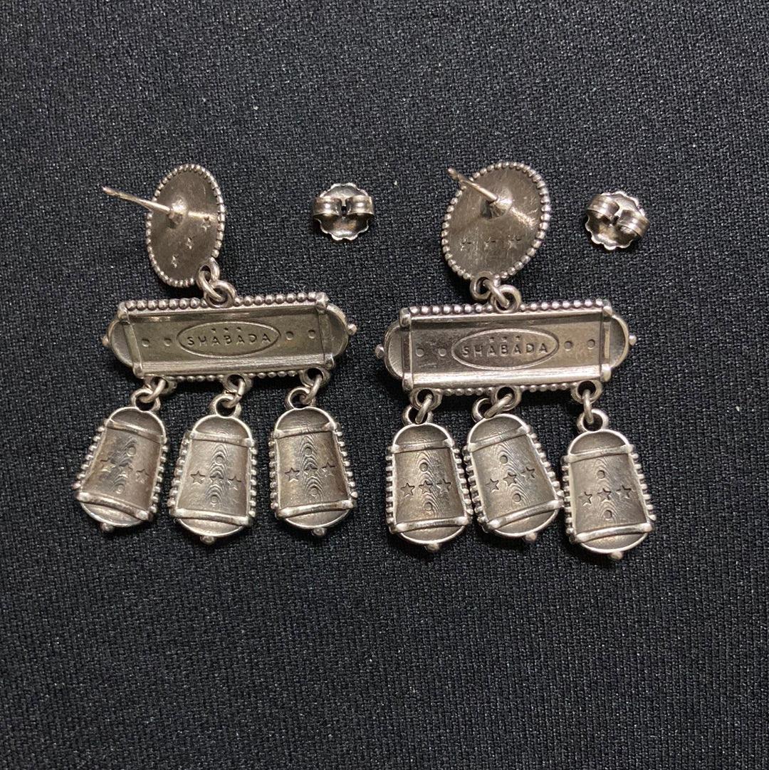 Boucles d’oreilles pendantes plaqué argent pierre semi-précieuse brune orangée Shabada - Offre-Unique