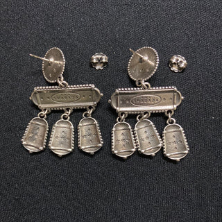 Boucles d’oreilles pendantes plaqué argent pierre semi-précieuse brune orangée Shabada