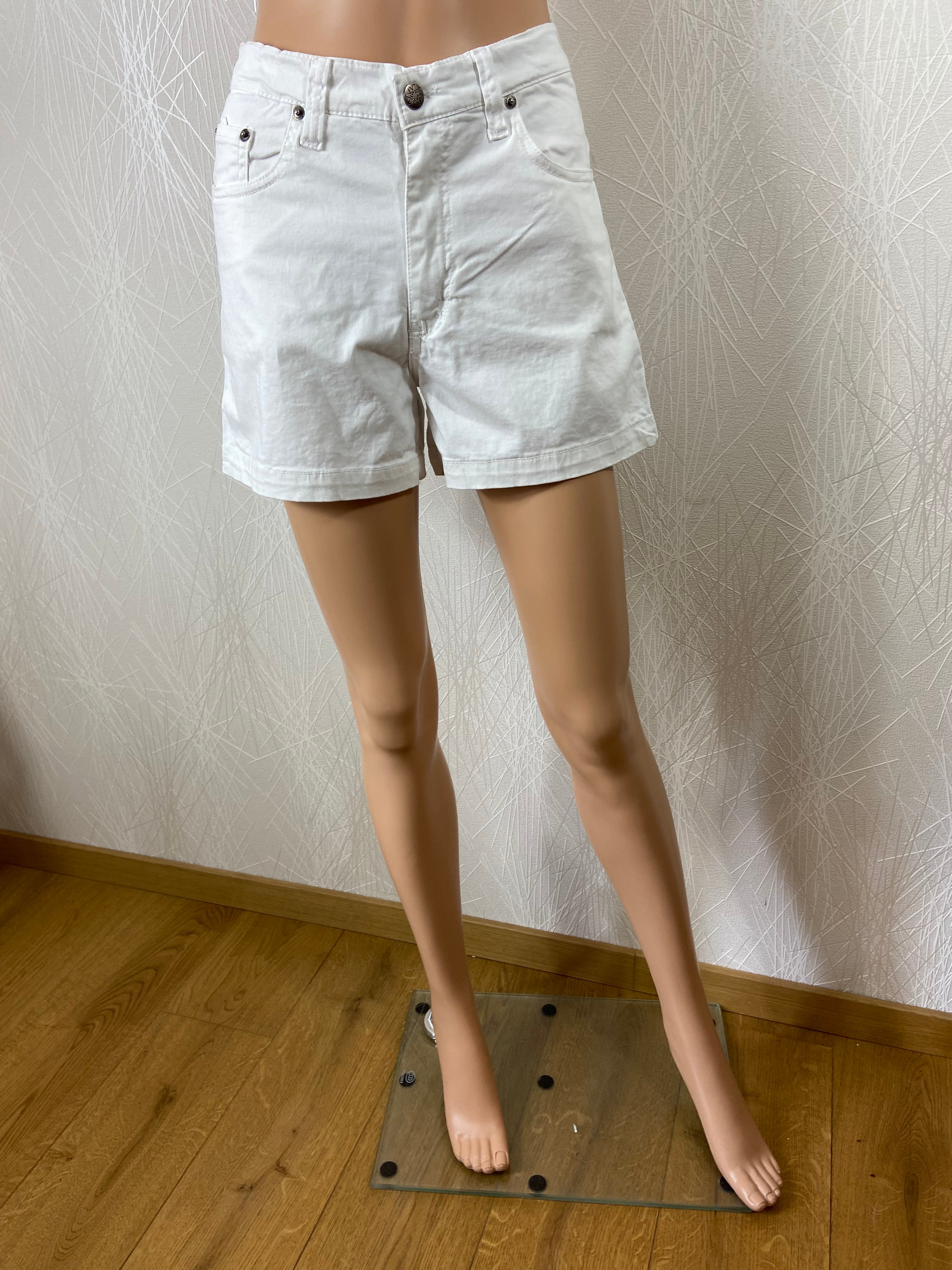 Short femme coton blanc taille haute Mayflower