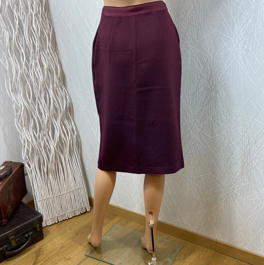 Jupe portefeuille rouge bordeaux taille haute Grace & Mila