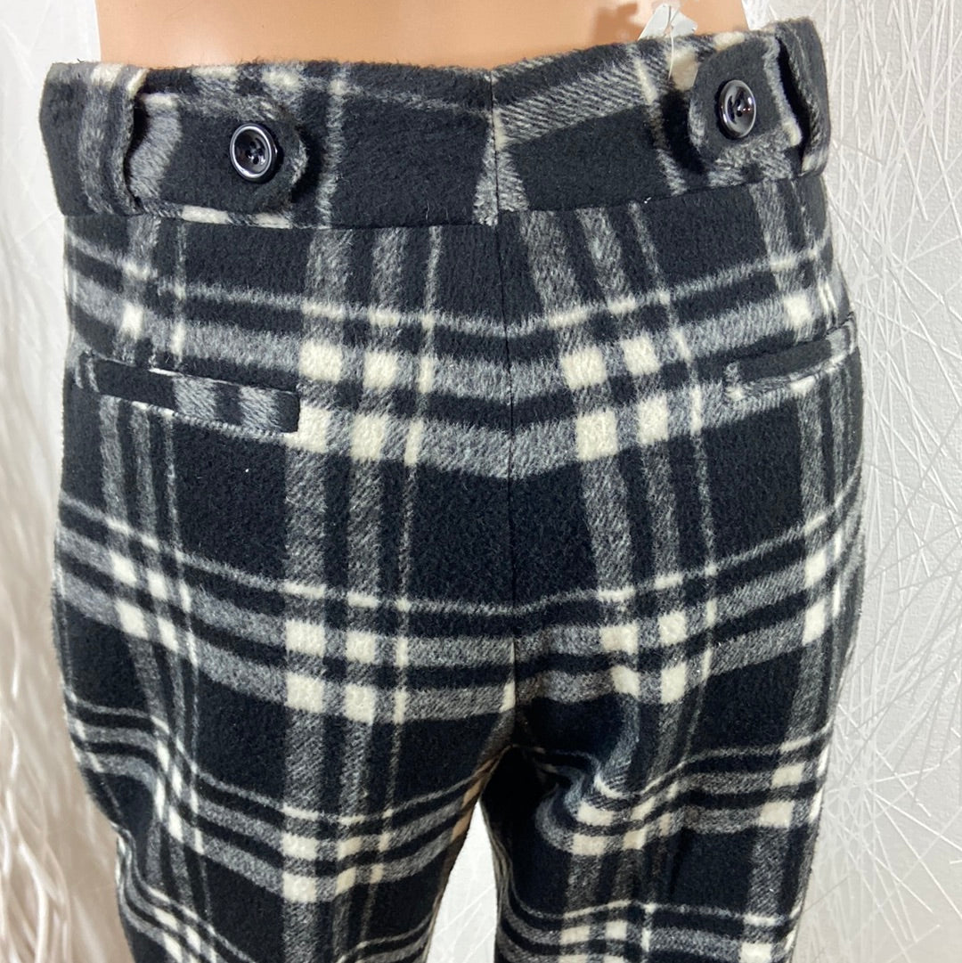 Pantalon de créateur laine cachemire doublée carreaux Tabala Paris