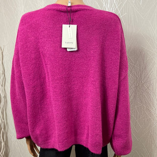 Pull rose oversize laine mohair modèle bymarry jumper B-Young