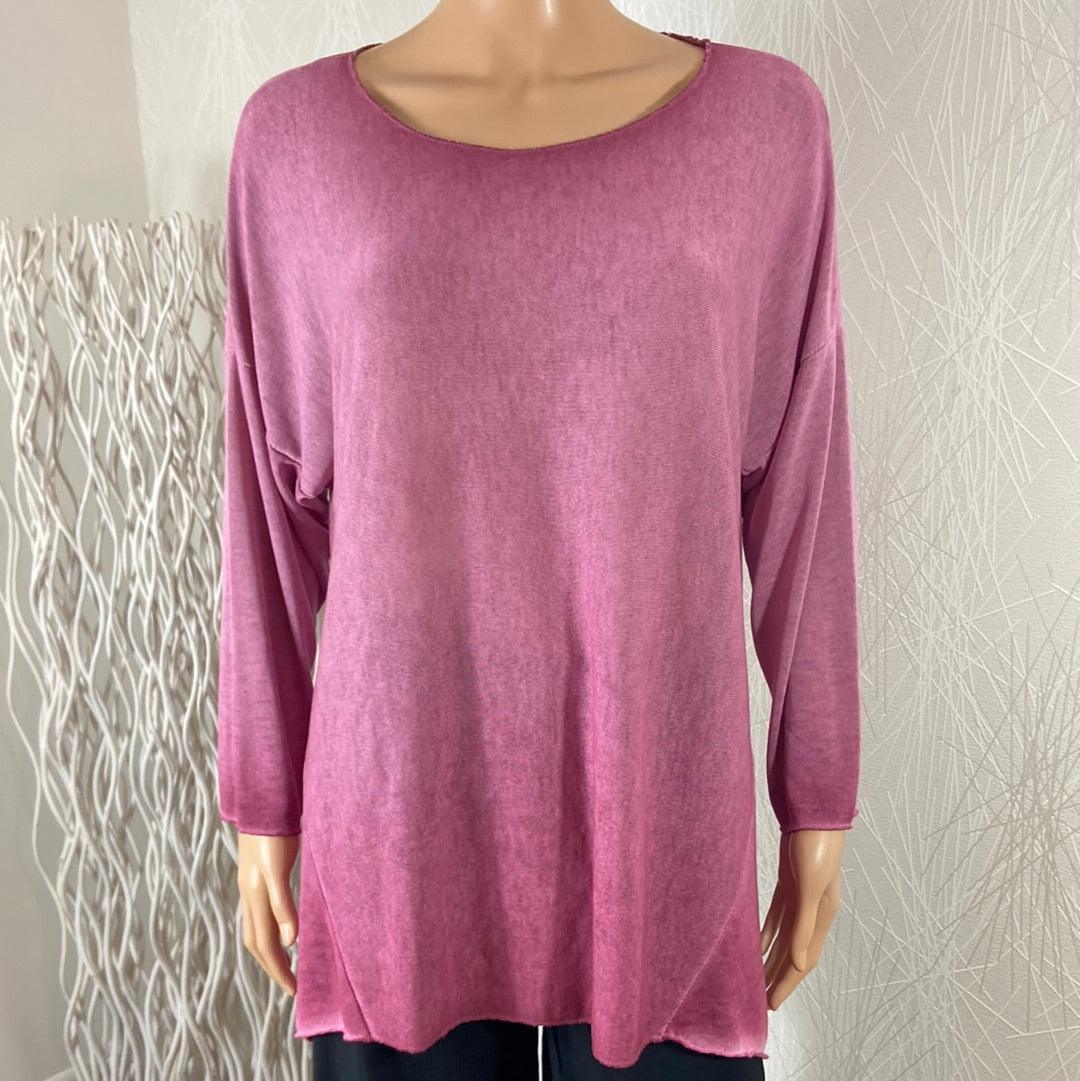 Pull-over femme rose mauve mailles fines Made In Italy - Offre-Unique