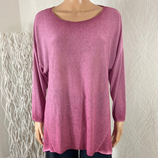 Pull-over femme rose mauve mailles fines Made In Italy