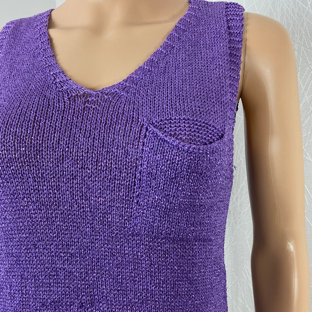 Pull violet sans manches poche Made In Italy