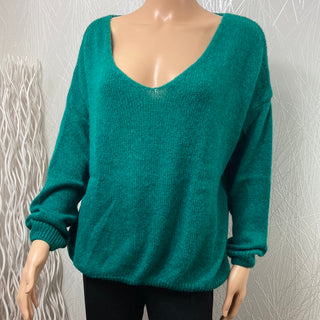 Pull chaud femme laine vert Made In Italy