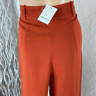 Pantalon fluide orange taille haute jambes larges Marfaa