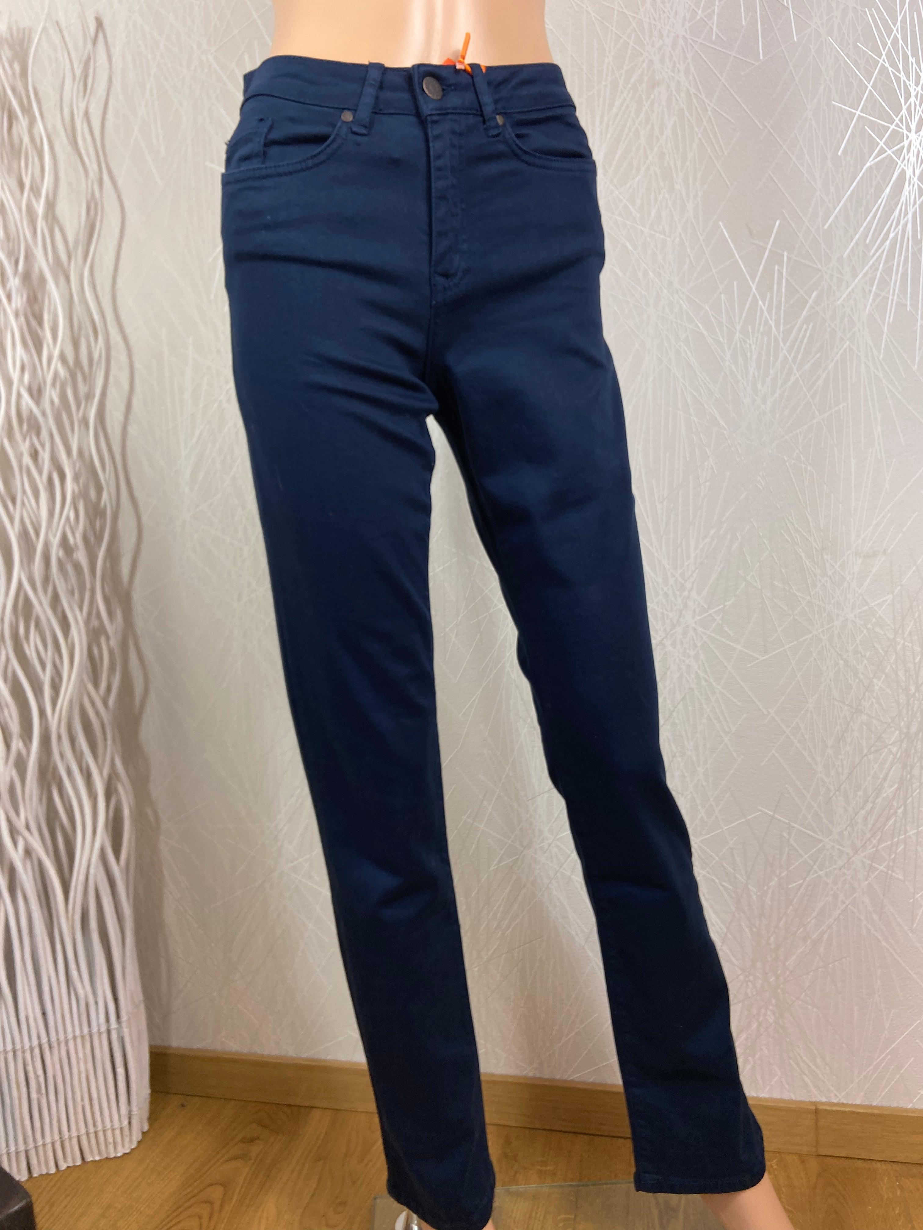 Pantalon coton bleu marine taille haute Modèle Dahlia Cloud 9 - Offre-Unique