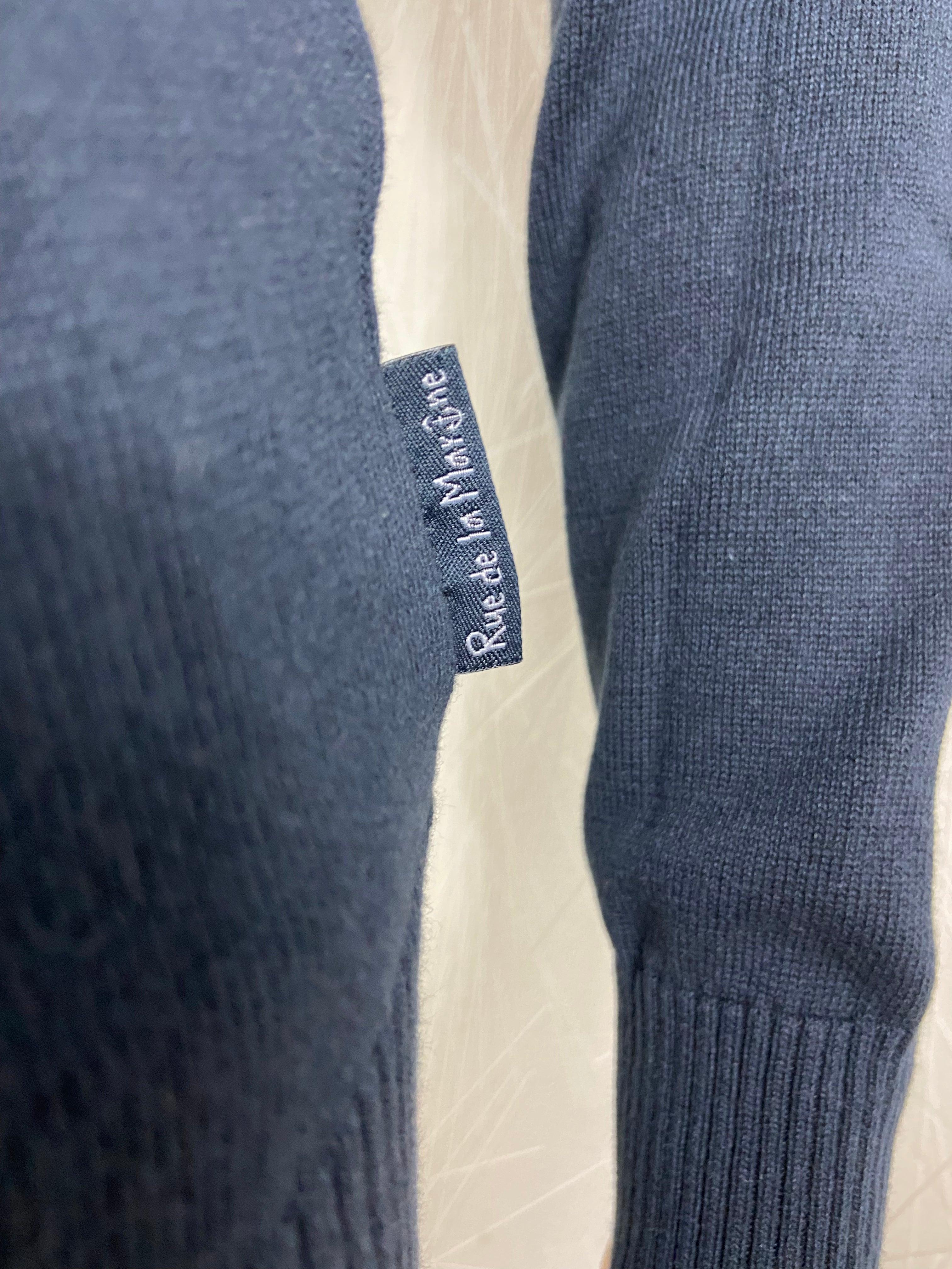 Pullover coton bleu marine col V modèle Imandra Rue de la Marine - Offre-Unique