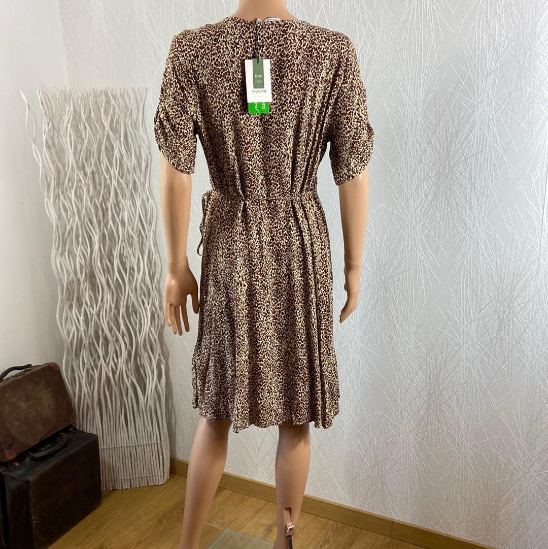 Robe portefeuille manches courtes tons marron Bymmjoella Wrap Dress B.Young - Offre-Unique