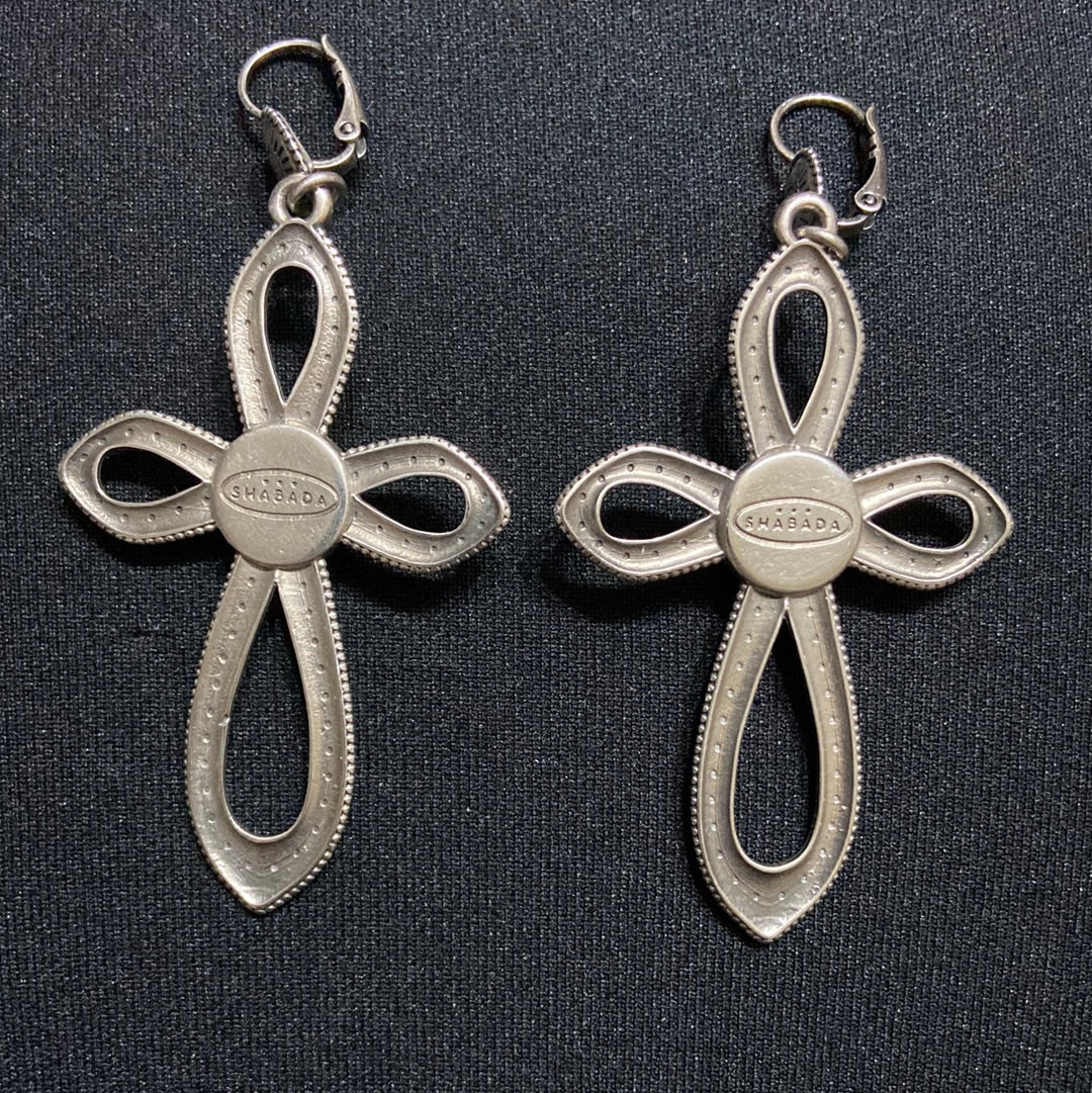 Boucles d’oreilles pendantes dormeuses plaqué argent pierre semi-précieuse verte Shabada