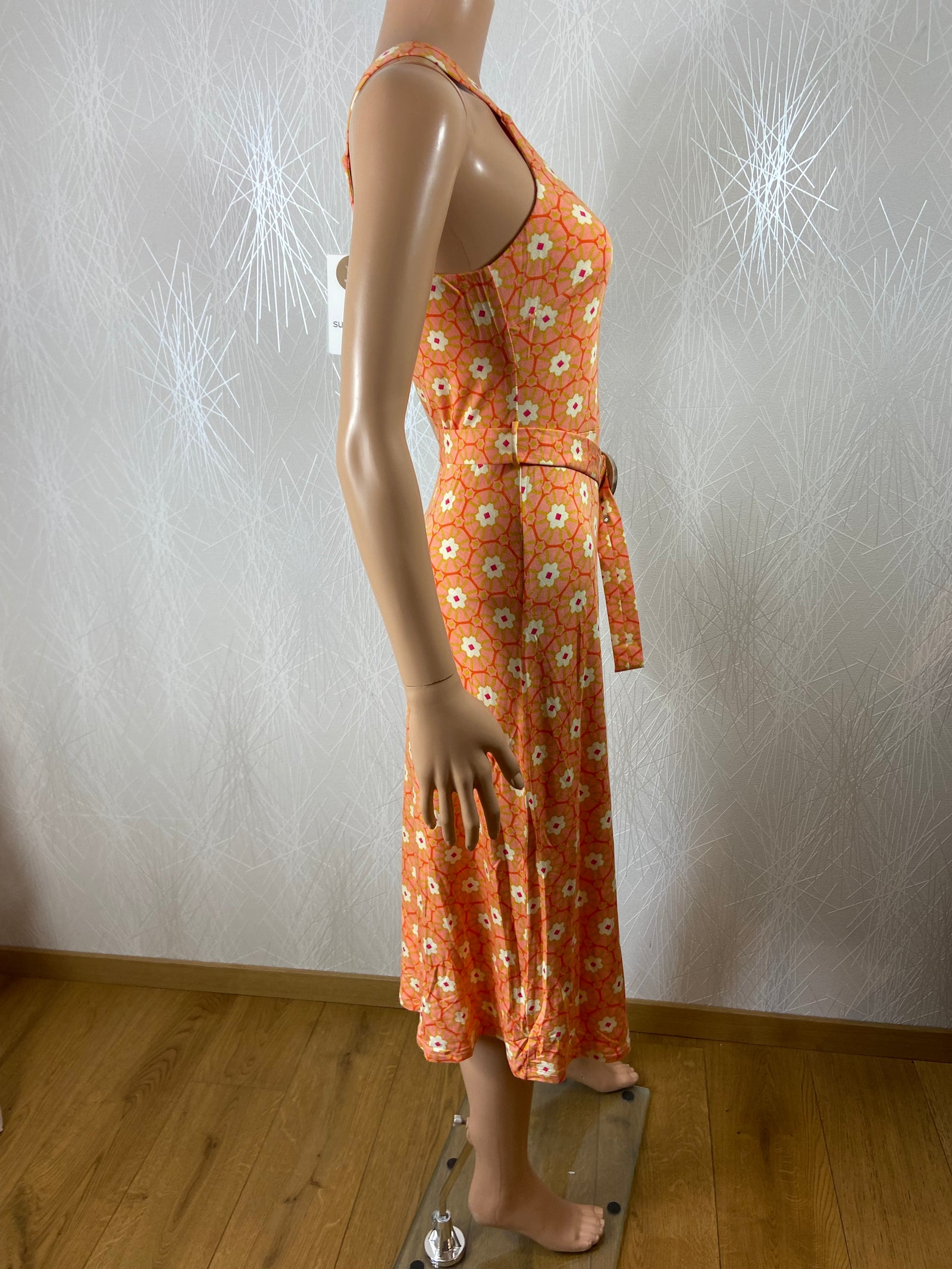 Robe sans manches orange style vinage 70's Surkana