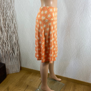 Jupe orange à motifs vintage taille haute élastique Surkana