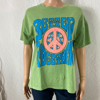 T-shirt vert manches courtes style vintage 70's Les Impatientes