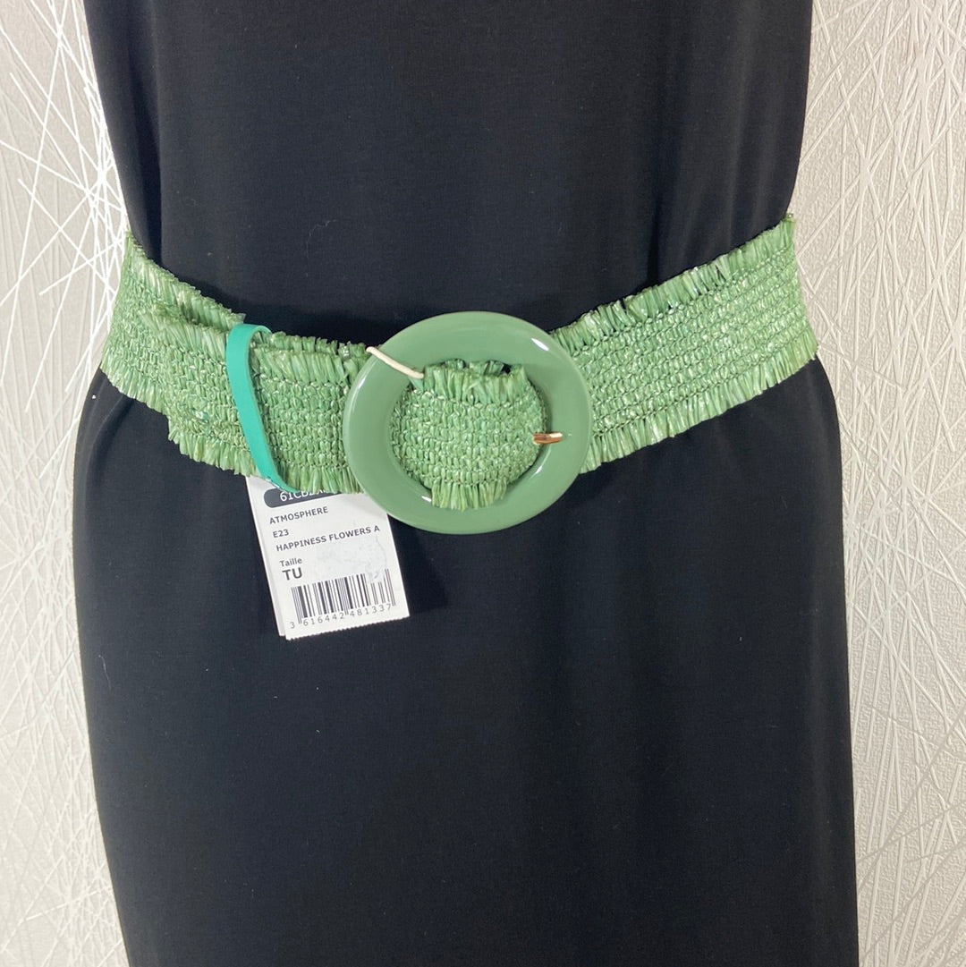 Ceinture verte femme raphia grande boucle Atmosphère