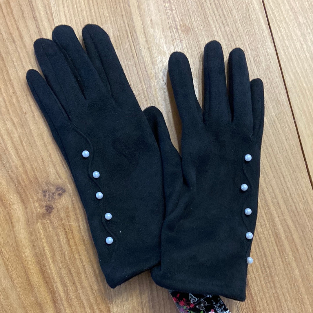 Gants noir pour femme avec perles et index tactile