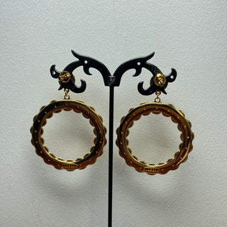 Boucles d’oreilles pendantes plaquées or pierres semi-précieuses jaune orange Shabada
