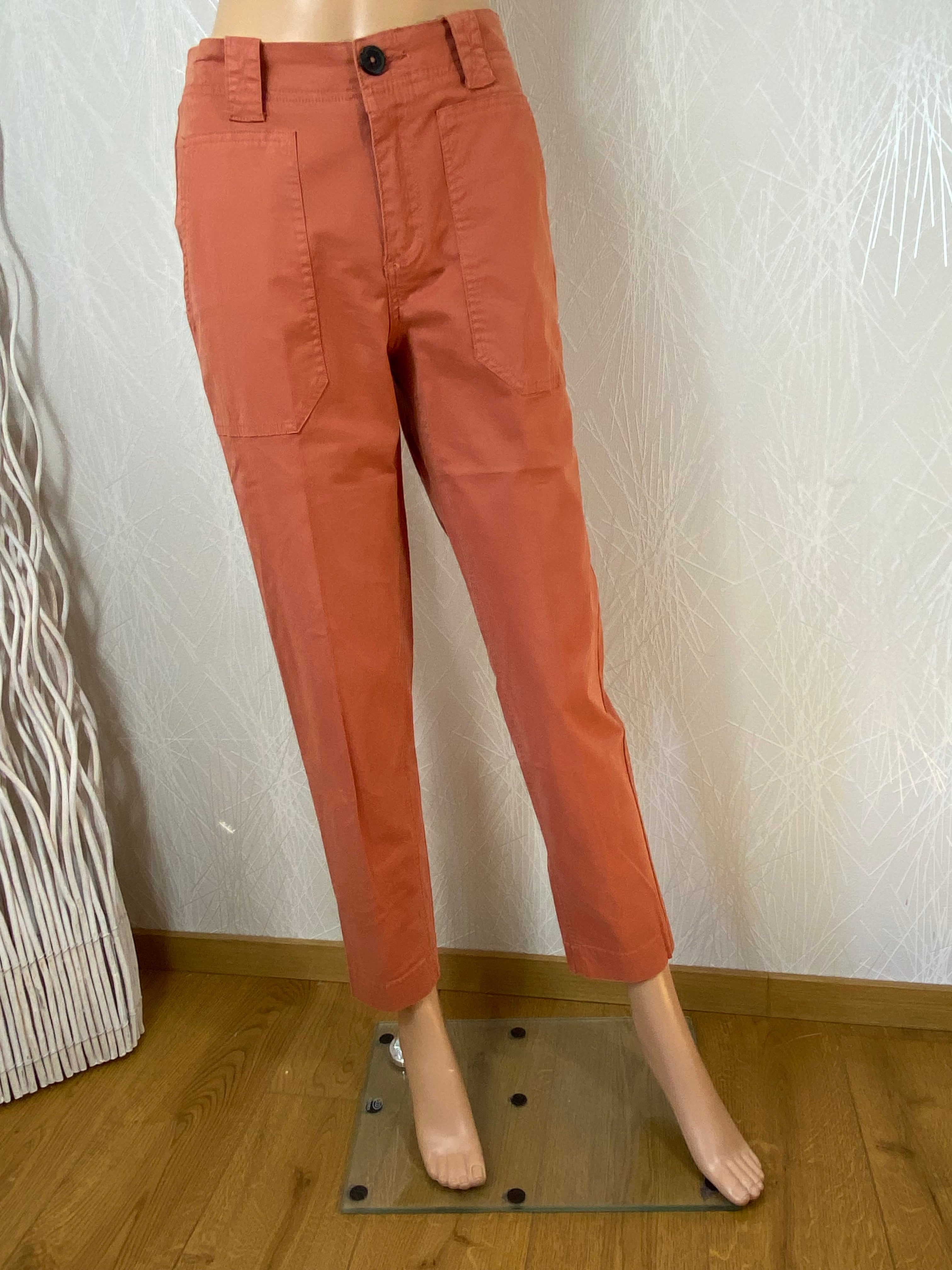 Pantalon brun en toile coupe droite MKT Studio
