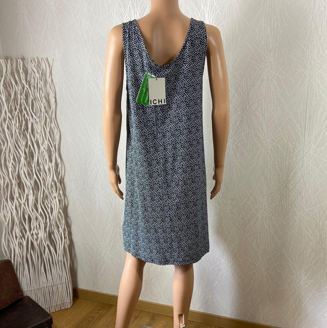 Robe courte à bretelles bleu marine à pois Ihlisa Ichi - Offre-Unique