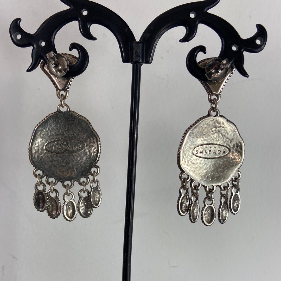 Boucles d’oreilles pendantes plaquées argent pierre semi-précieuse jaune Shabada