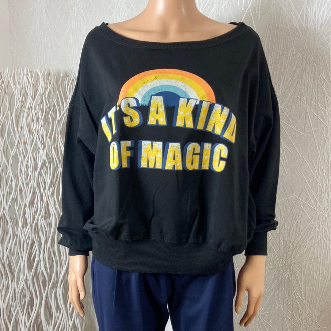 Sweat shirt noir ample bords côtelés inscription it's a kind of magic Les Impatientes - Offre-Unique