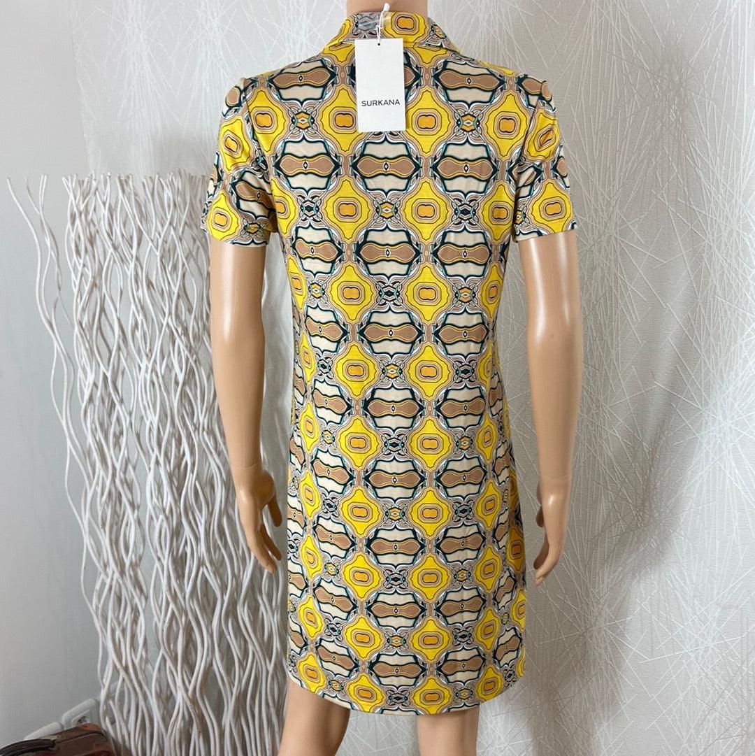 Robe Jersey jaune courte style vintage 70's Surkana - Offre-Unique