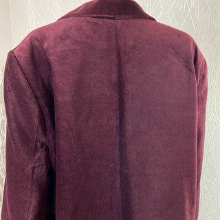 Manteau long  doublé velours lisse rouge bordeaux grande taille femme