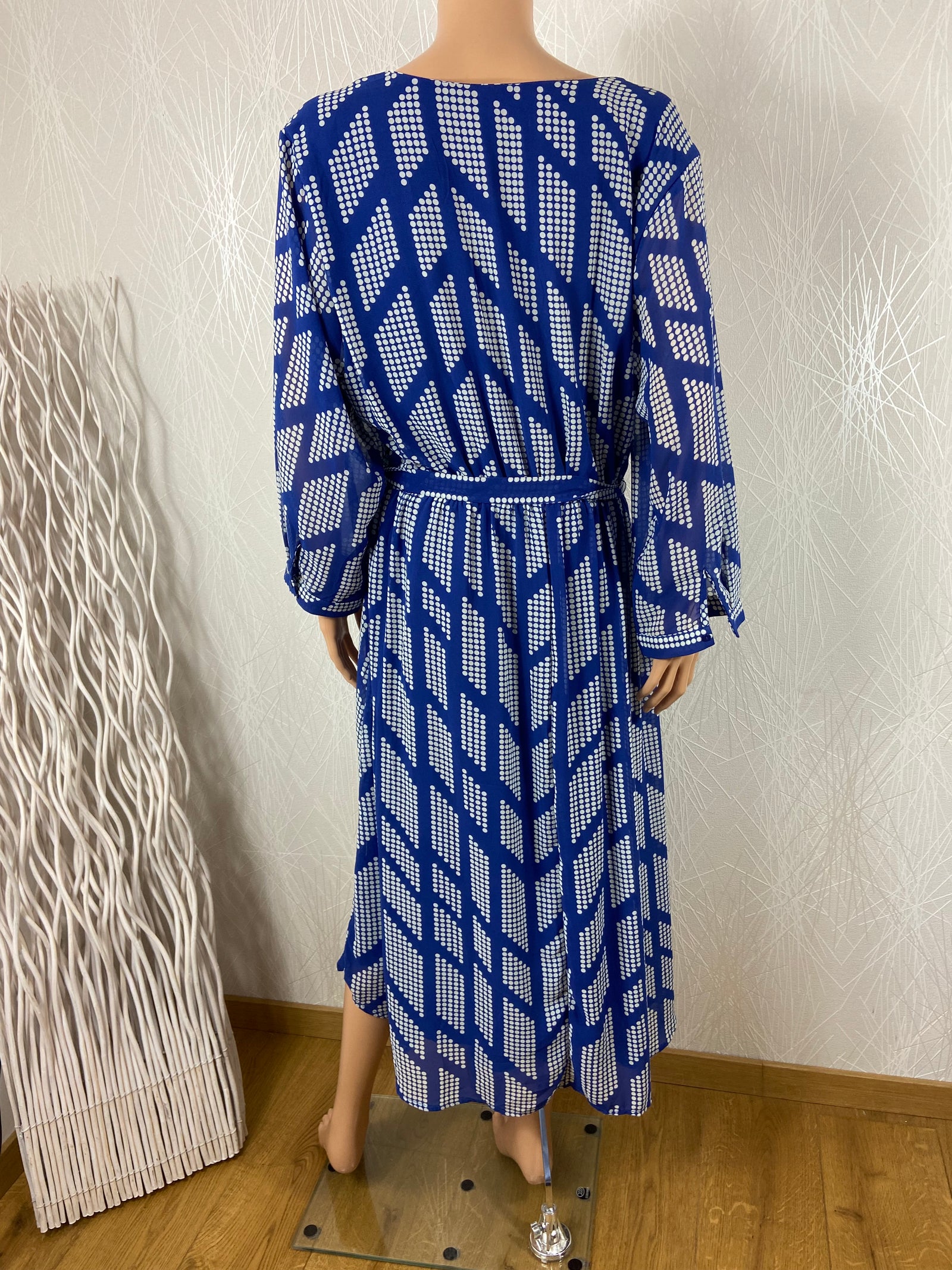 Robe longue bleue doublée élastique manches longues transparentes Noogat
