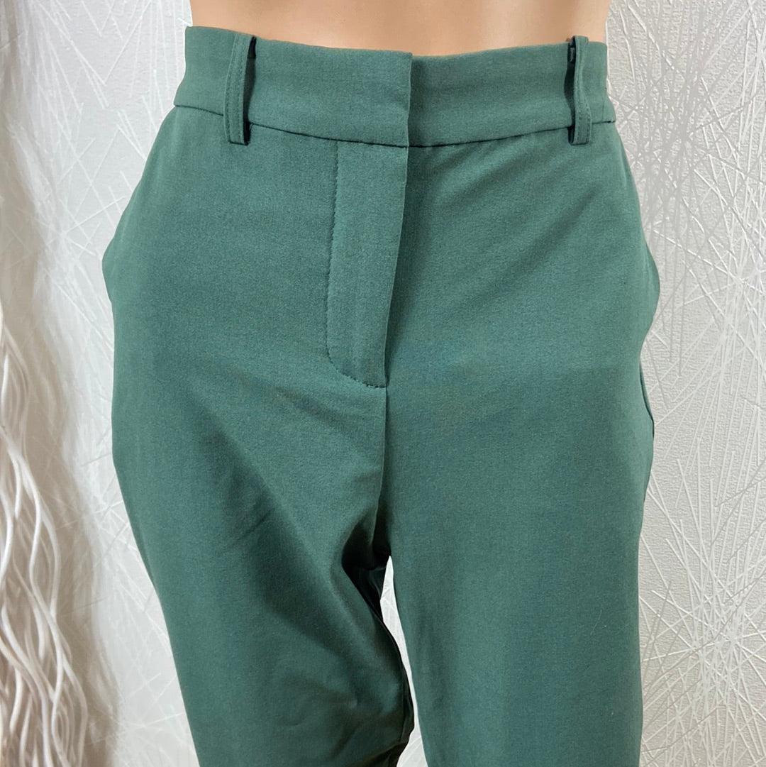 Pantalon vert femme taille haute élastique tissu souple Danta Pants Crop B.Young - Offre-Unique