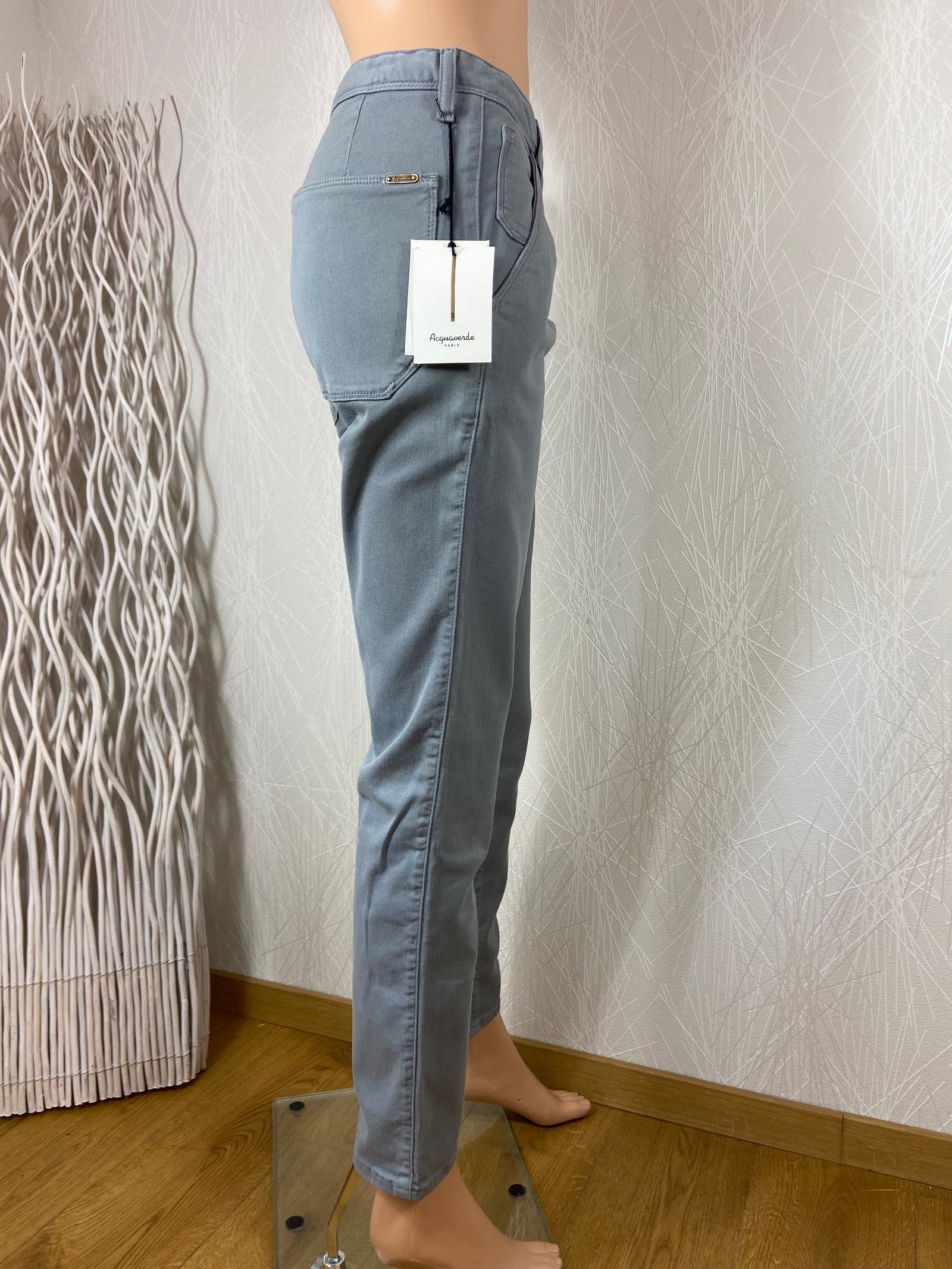 Jeans gris coupe droite stretch Acquaverde
