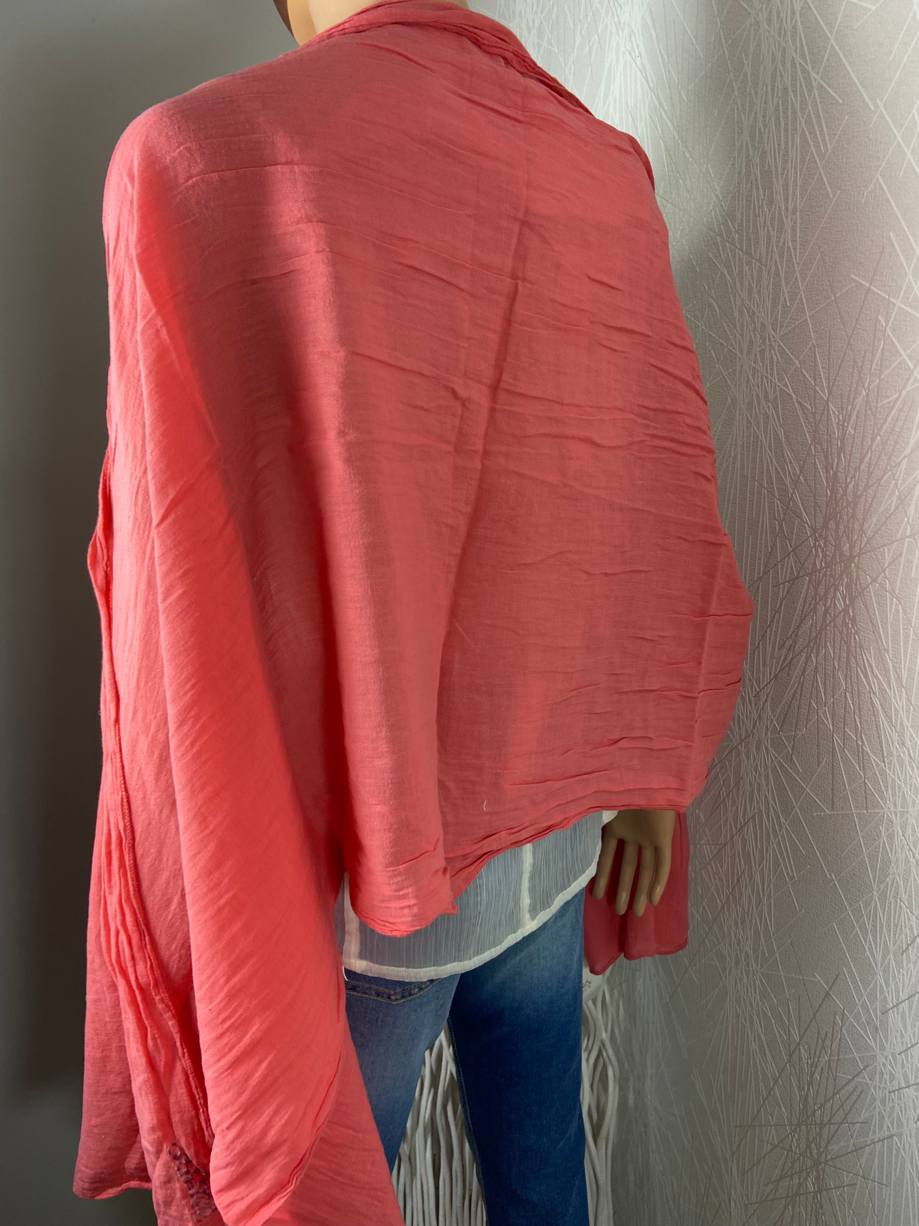 Foulard uni rose corail Pako Litto