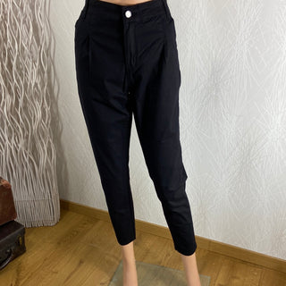 Pantalon coton noir souple taille haute EMI Jo