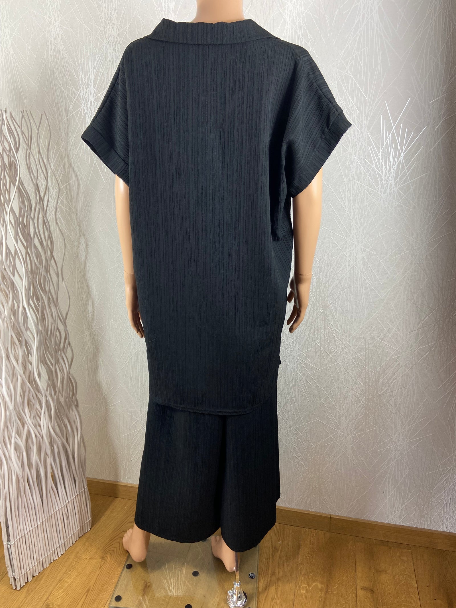 Ensemble Femme tunique pantalon noir large fluide léger fabriqué en France