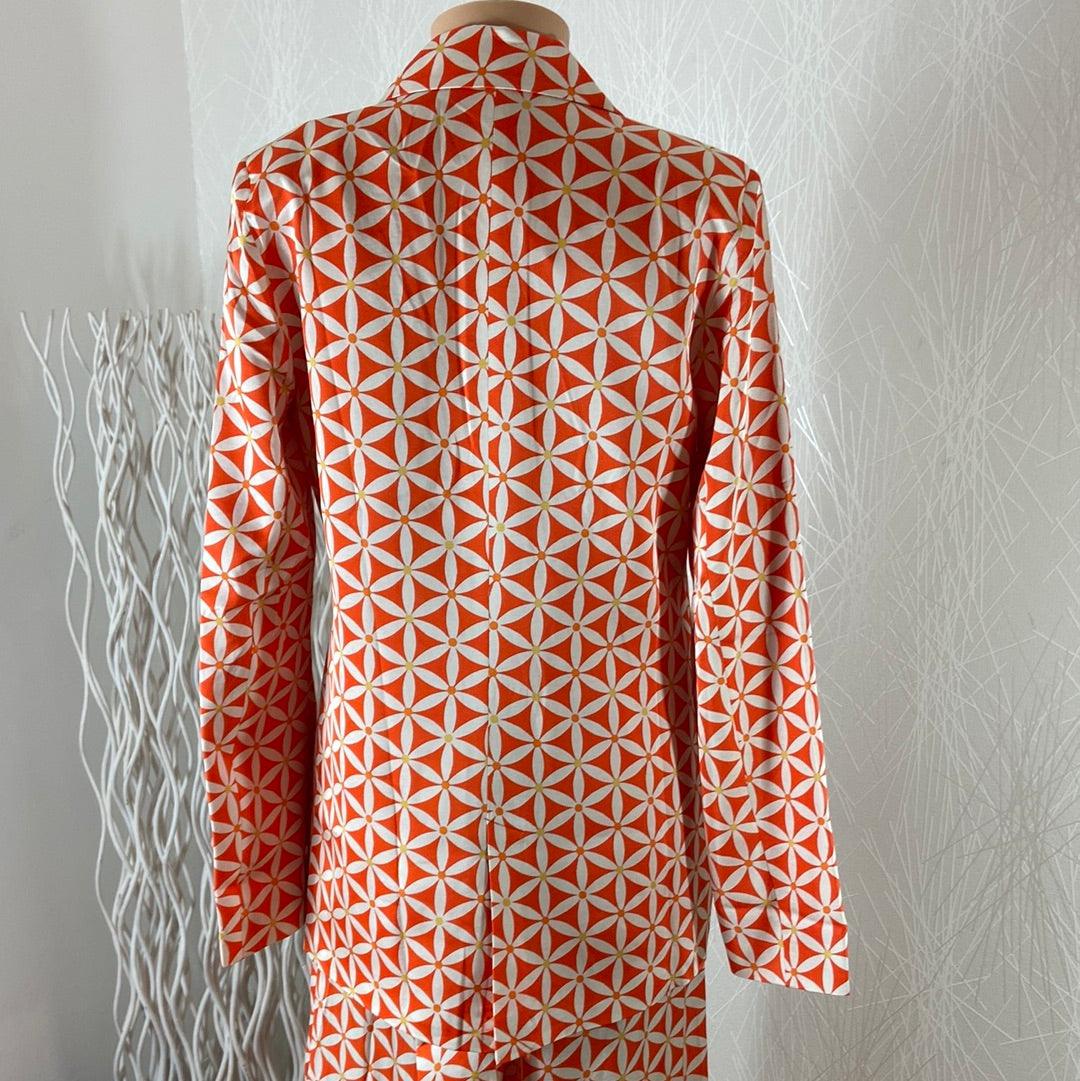 Veste blazer doublée motif orange style vintage 70's Surkana - Offre-Unique